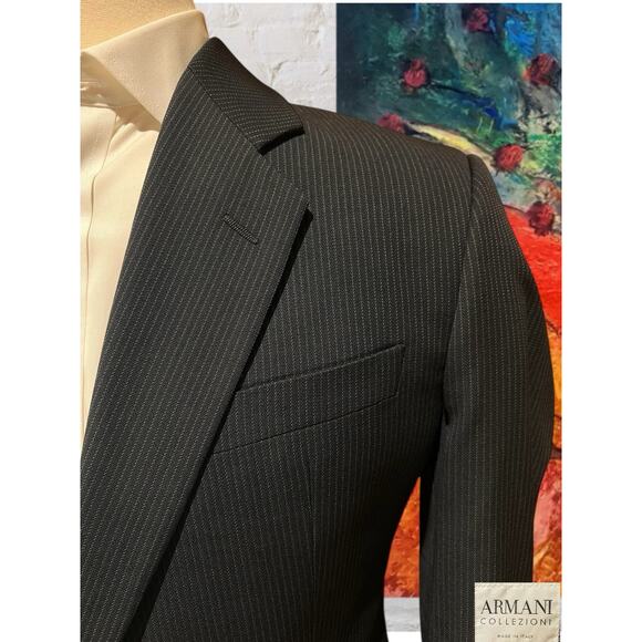 Armani Collezioni Mens 42R 35x29 Charcoal Gray Micro-Stripe Designer Suit - Picture 3 of 16